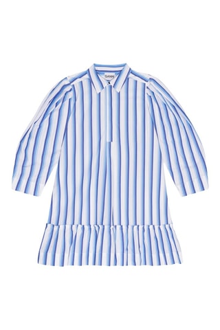 Camisa de algodón orgánico - Blanco e índigo - Ganni