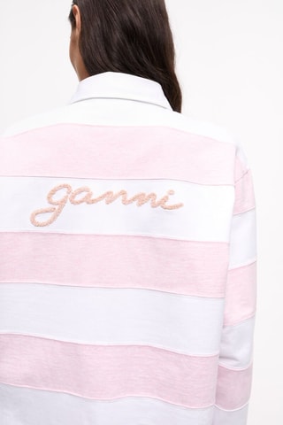 Polo de algodón orgánico - Rosa y blanco - Ganni