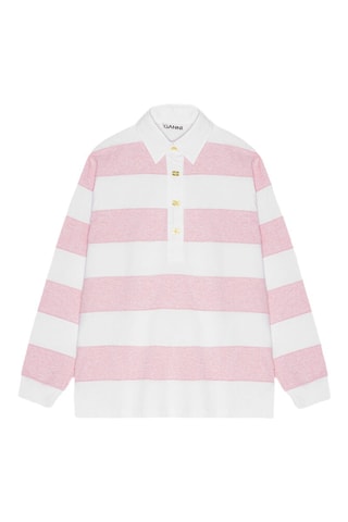 Polo de algodón orgánico - Rosa y blanco - Ganni