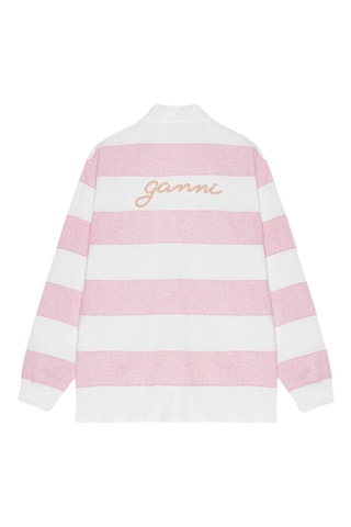 Polo de algodón orgánico - Rosa y blanco - Ganni
