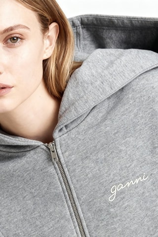 Sudadera de algodón orgánico con capucha - Gris claro jaspeado - Ganni