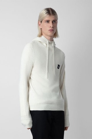 Sudadera de lana merino con capucha - Crudo