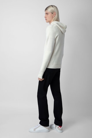 Sudadera de lana merino con capucha - Crudo