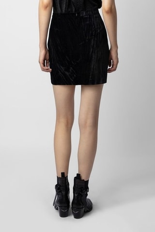 Falda cruzada de terciopelo - Negro