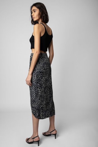 Falda recta de talle alto - Negro y gris