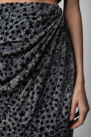 Falda recta de talle alto - Negro y gris