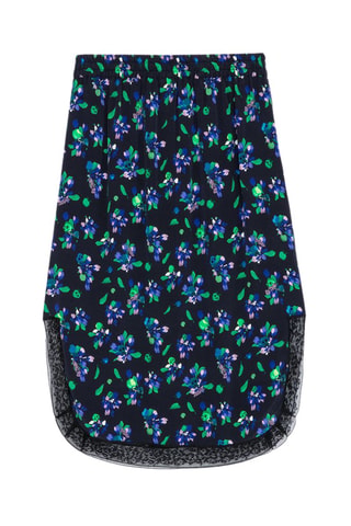 Falda recta de seda - Negro y turquesa
