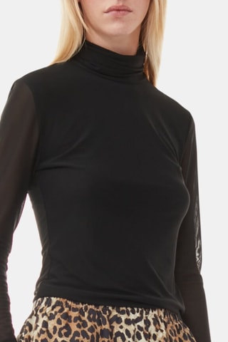 Falda trapecio de algodón orgánico - Beige y negro - Ganni