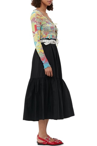 Falda midi de algodón orgánico - Negro - Ganni