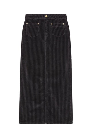 Falda recta de pana de algodón orgánico de talle alto - Negro - Ganni