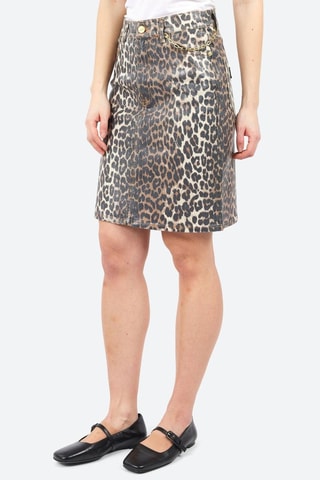 Falda vaquera recta de algodón orgánico - Beige y negro - Ganni