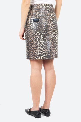 Falda vaquera recta de algodón orgánico - Beige y negro - Ganni