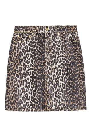 Falda vaquera recta de algodón orgánico - Beige y negro - Ganni