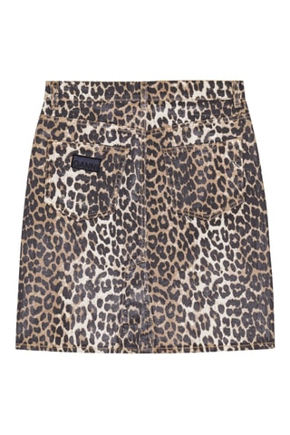 Falda vaquera recta de algodón orgánico - Beige y negro - Ganni