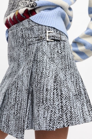 Falda cruzada de algodón orgánico - Gris y negro - Ganni
