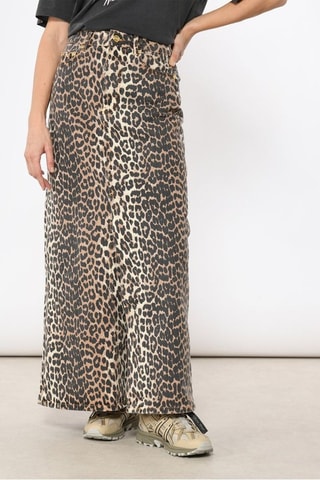 Falda vaquera de algodón orgánico de talle alto - Beige y negro - Ganni