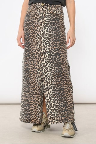 Falda vaquera de algodón orgánico de talle alto - Beige y negro - Ganni