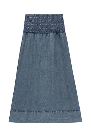 Falda larga de talle alto de algodón orgánico - Azul - Ganni