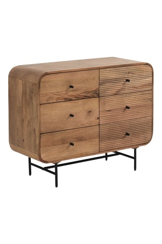 Cómoda de madera de mango de 6 cajones - 100 x 40 x 80 cm