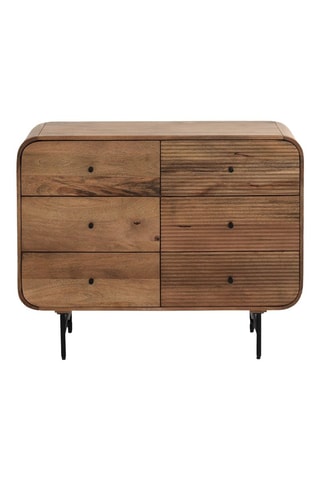 Cómoda de madera de mango de 6 cajones - 100 x 40 x 80 cm