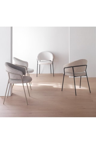 4 fauteuils - Ecru - En tissu chenille