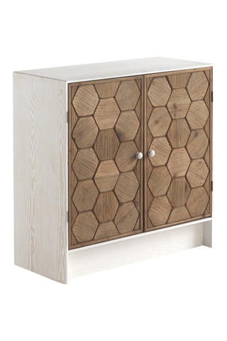 Mueble de organización de 2 puertas de madera - Natural y blanco