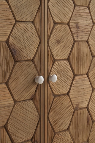 Mueble de organización de 2 puertas de madera - Natural y blanco