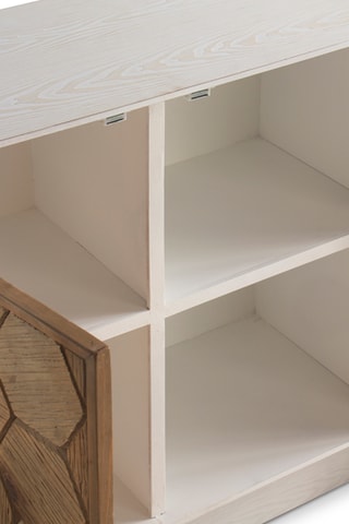 Mueble de organización de 2 puertas de madera - Natural y blanco
