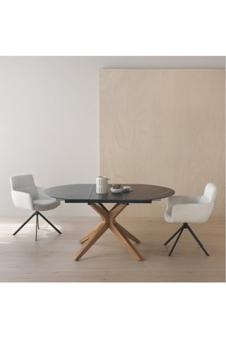 Table à manger extensible en chêne et céramique  - 120/160 x 77 cm