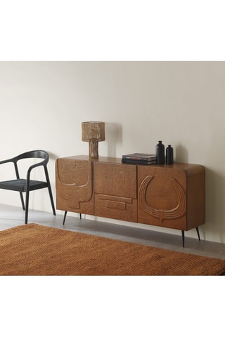 Aparador de 2 puertas de madera de mango - 160 x 75 x 38 cm