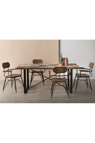 Mesa de comedor de madera - Natural y negro