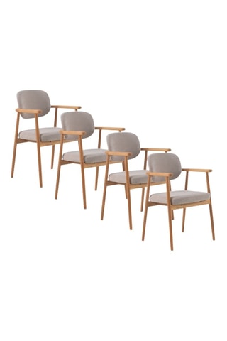 4 sillones de roble - Beige - Tela de felpa
