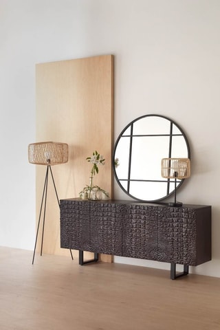Aparador de 4 puertas de madera de mango - 177 x 77 x 38 cm