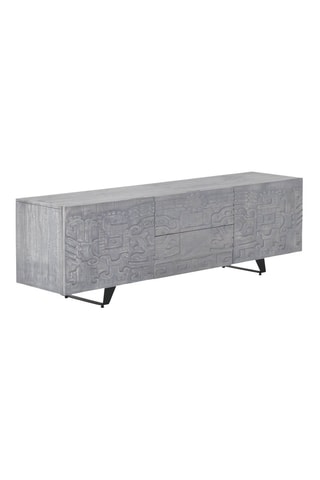Mueble de TV de 2 puertas de madera de mango - 160 x 50 x 38 cm