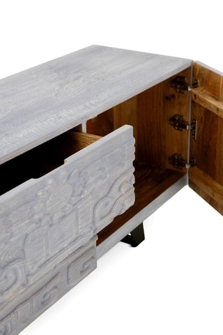Mueble de TV de 2 puertas de madera de mango - 160 x 50 x 38 cm