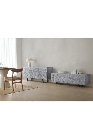 Mueble de TV de 2 puertas de madera de mango - 160 x 50 x 38 cm