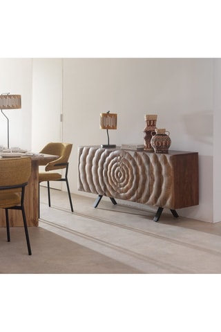 Aparador de 3 puertas de madera de mango - 160 x 38 x 75 cm