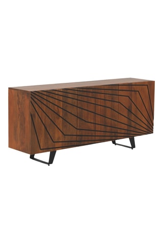 Aparador de 3 puertas de madera de mango - 160 x 38 x 75 cm