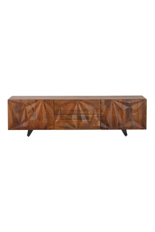 Mueble de TV de 2 puertas de madera de mango - 180 x 38 x 50 cm