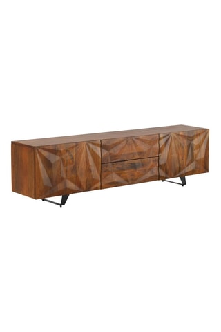 Mueble de TV de 2 puertas de madera de mango - 180 x 38 x 50 cm