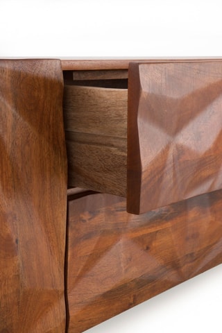Mueble de TV de 2 puertas de madera de mango - 180 x 38 x 50 cm