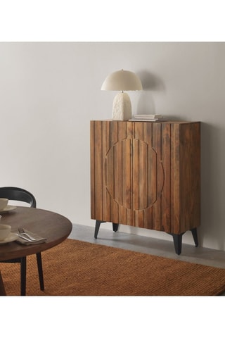 Aparador de 2 puertas de madera de mango - 100 x 120 x 38 cm