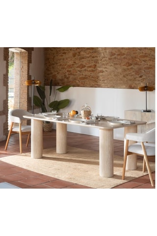 Table à manger en céramique et bois - 200 x 75 x 100 cm