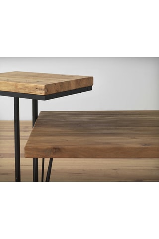 Mesa auxiliar de madera de olmo - Natural y negro