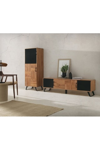 Etagère 2 portes en acacia massif - 60 x 164 x 40 cm