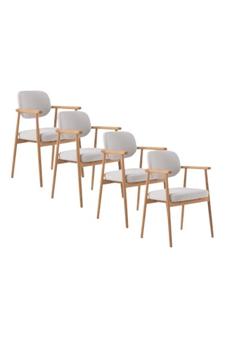 4 sillones de roble - Blanco - Tela de felpa