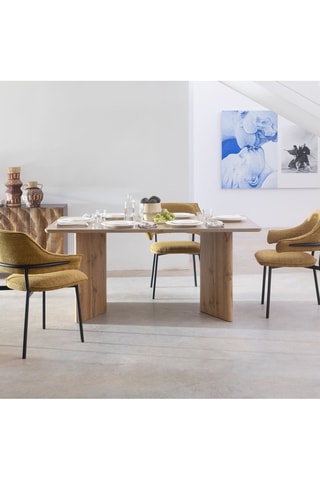 Table à manger en céramique et chêne - 200 x 75 x 100 cm