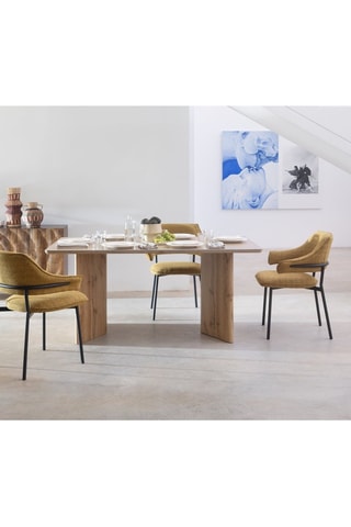 Table à manger en céramique et chêne - 160 x 75 x 90 cm