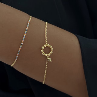 Pulseira - Latão dourado e pedras preciosas