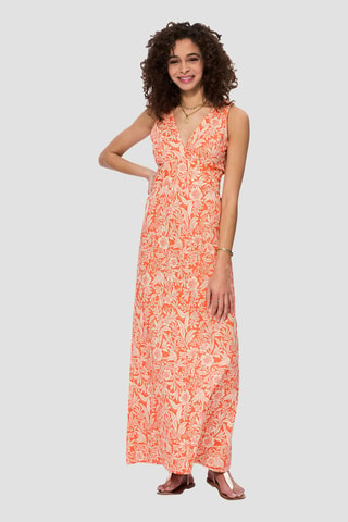 Robe longue - Blanc et orange
